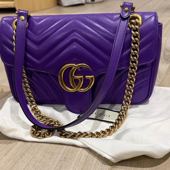 Gucci Marmont Matelassé Purple Shoulder Bag - Picture 9 of 11